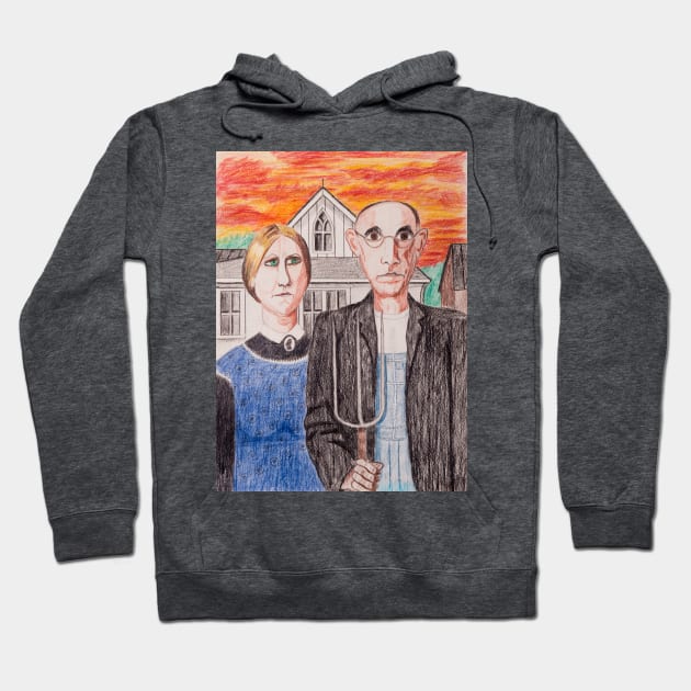 American Gothic Farmers Hoodie by Matt Starr Fine Art